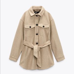 Zara soft belted over shirt shacket